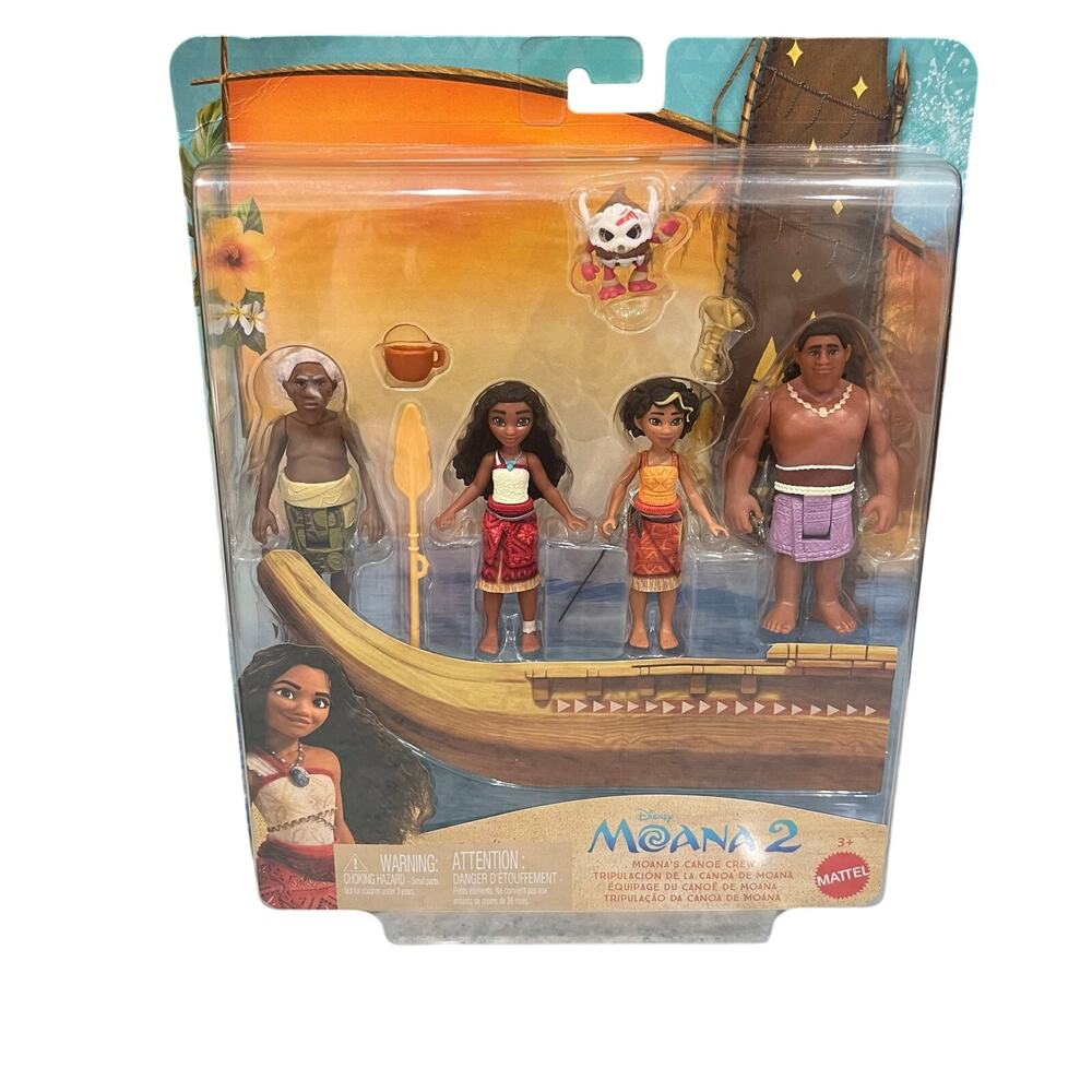 Disney Moana 2 Moana's Canoe Crew Playset Mattel Figures Small Dolls New In Box